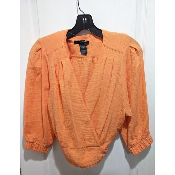 New Smythe | Wrap Tie Top in Tangerine - Picture 2 of 9